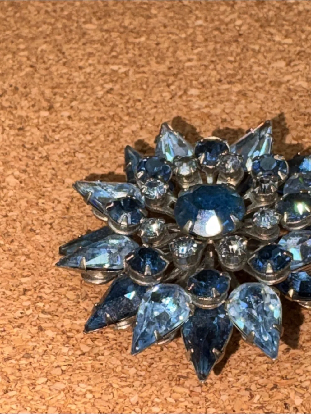 Dazzling Blue Crystal Floral Brooch - Women Jewelry